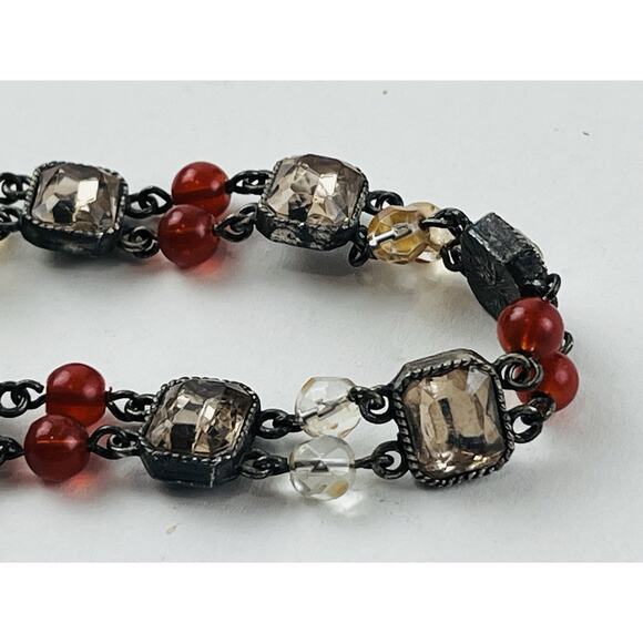 Vintage Avon Bracelet Marked HS Honor Society Bead Jewelry Amber look citrine gr - Picture 4 of 9